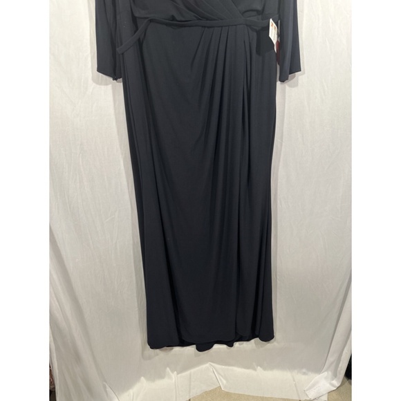 NWT $398 Mac Duggal [ 18 ] Embellished Accents‎ Faux Wrap Jersey Gown Blue - Picture 11 of 15